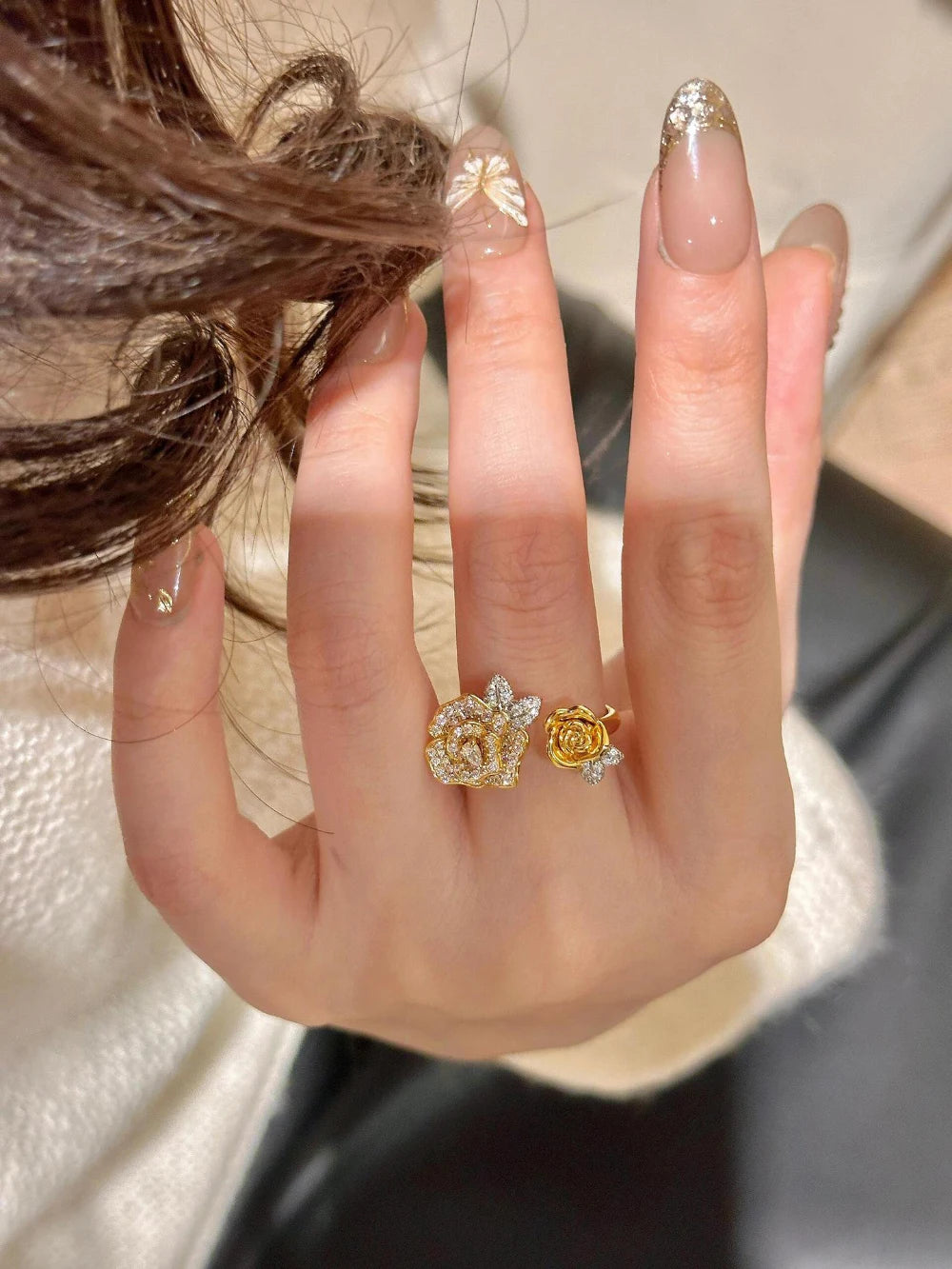 Romantic Sparkling Yellow Rose flower jewelry sets Luxury Exquisite Wedding Engagement inlay Diamond Bracelet Necklace Ring