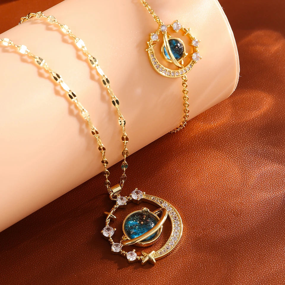 Luxurious High-end Zircon Jewelry Set For Fashionable Jewelry For Daily Travel, Parties, Banquets