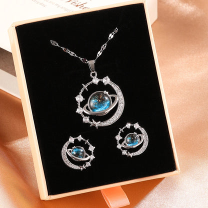 Luxurious High-end Zircon Jewelry Set For Fashionable Jewelry For Daily Travel, Parties, Banquets