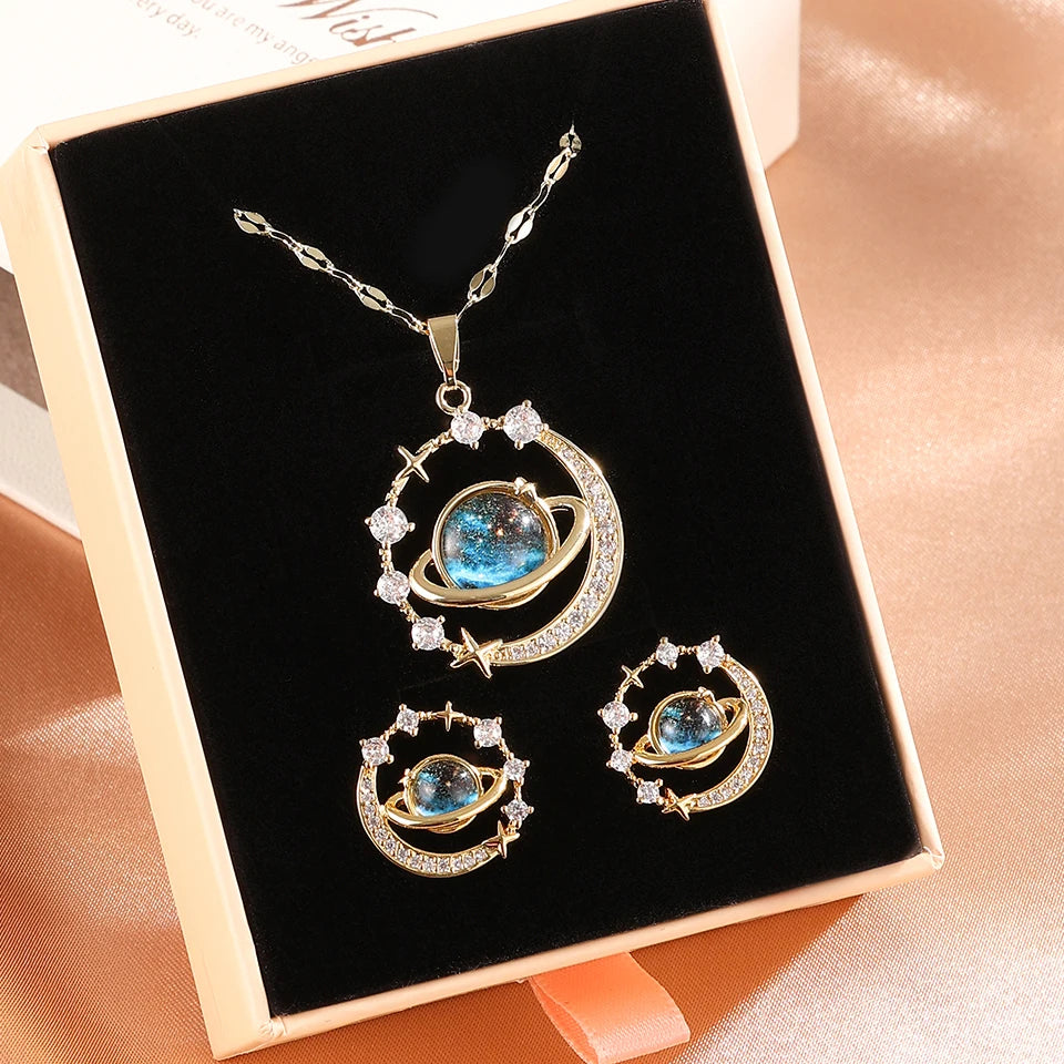 Luxurious High-end Zircon Jewelry Set For Fashionable Jewelry For Daily Travel, Parties, Banquets